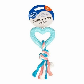 Dogtoy Puppy TPR Heart With Cotton Rope 14cm