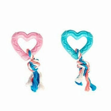 Dogtoy Puppy TPR Heart With Cotton Rope 14cm