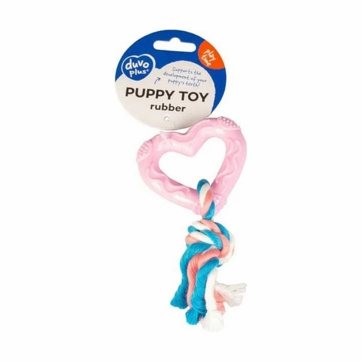 Dogtoy Puppy TPR Heart With Cotton Rope 14cm