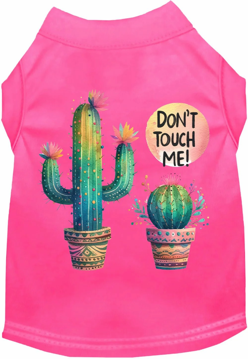 Don't Touch Me Cactus Screen Print Dog Shirt in Many Colors
