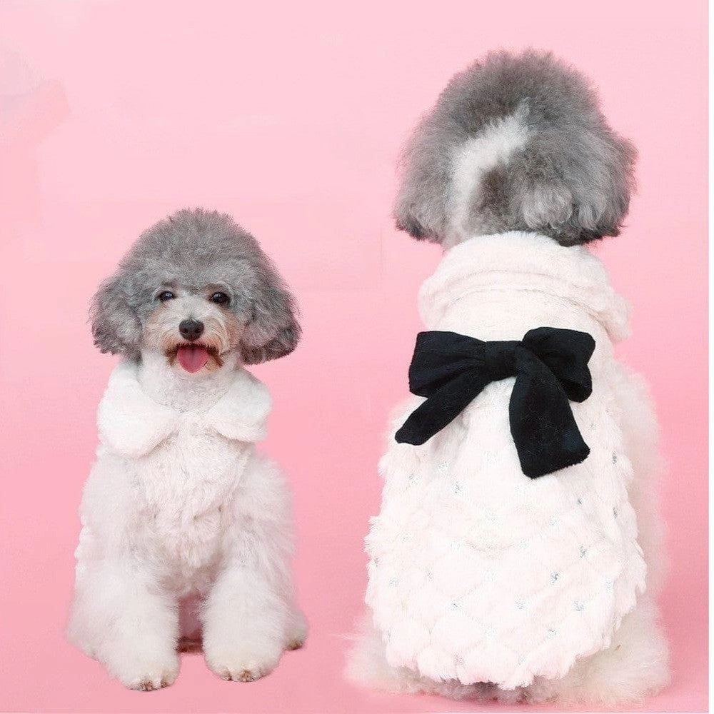 Elegant Bow Plush Coat