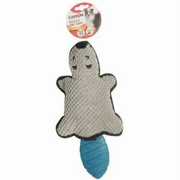 Fabric toy with TPR tail - Beaver with squeaker