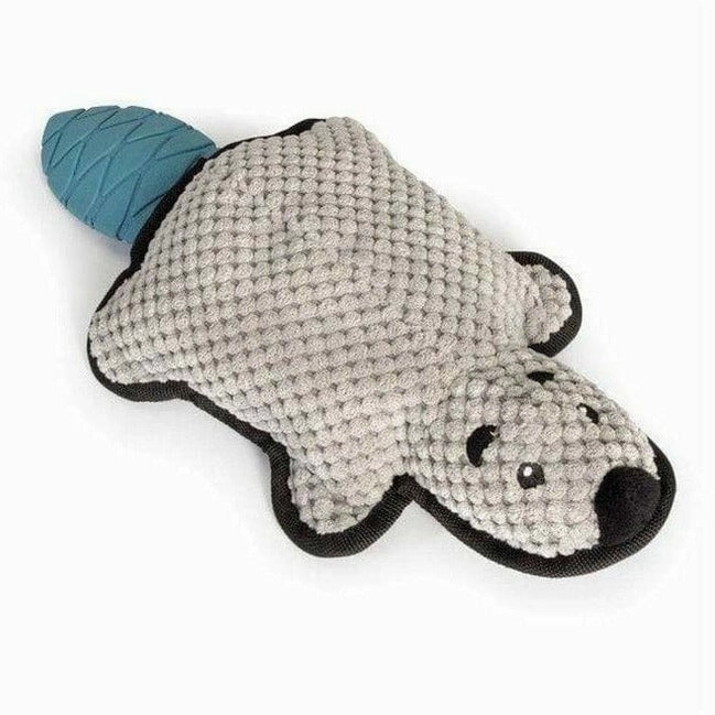 Fabric toy with TPR tail - Beaver with squeaker