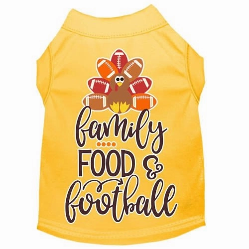 Family, Food, and Football Screen Print Dog Shirt in Many Colors