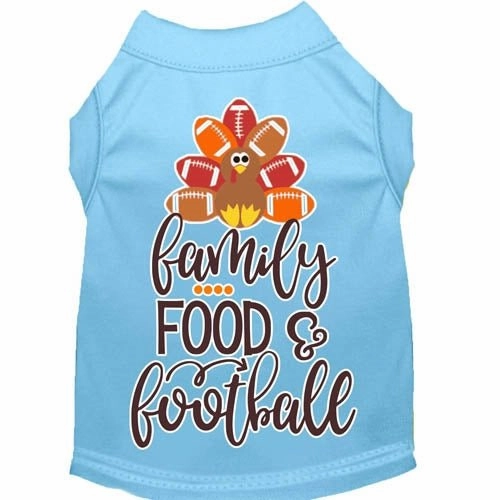 Family, Food, and Football Screen Print Dog Shirt in Many Colors