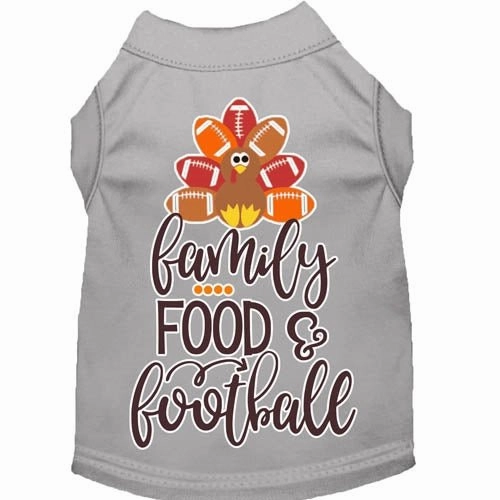 Family, Food, and Football Screen Print Dog Shirt in Many Colors