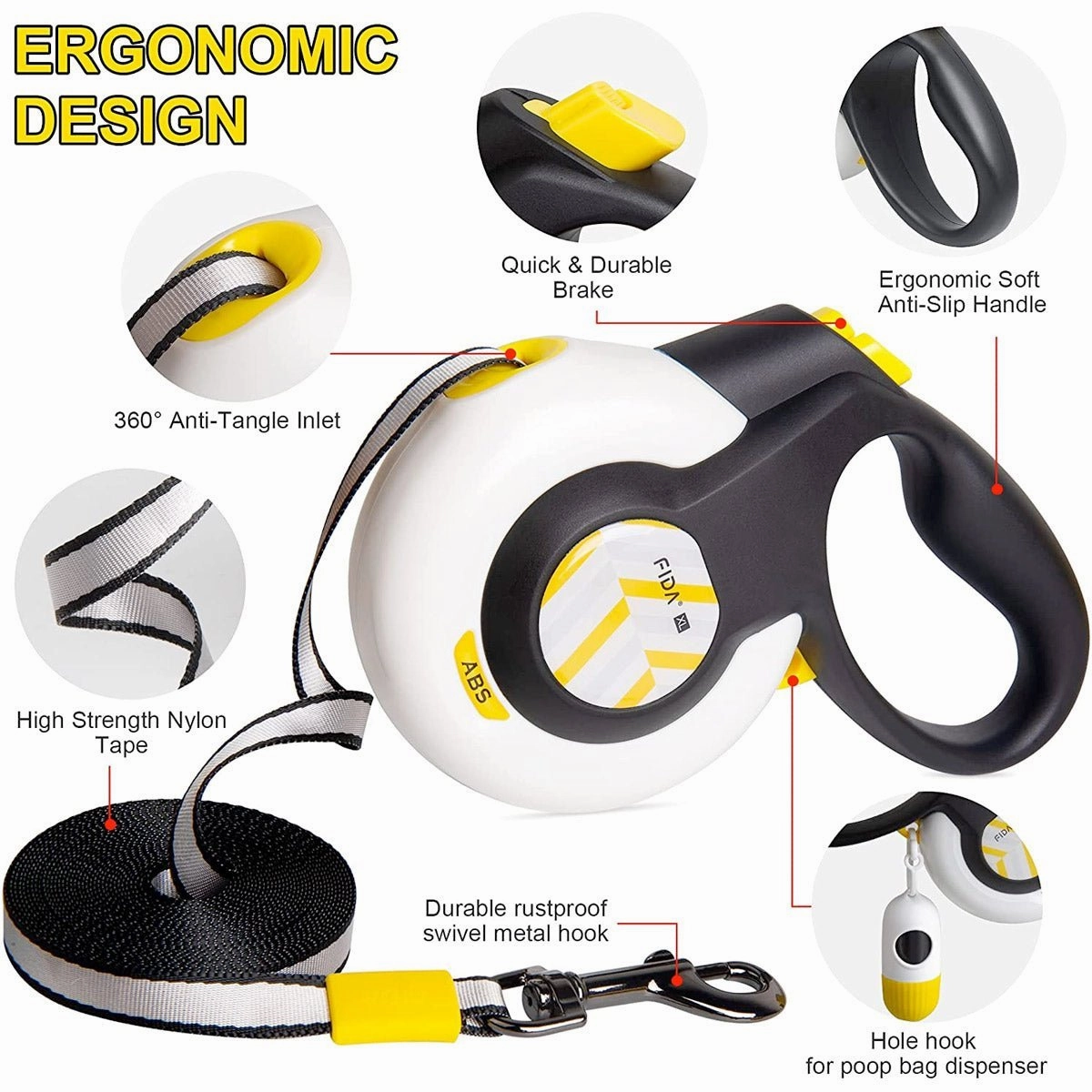 Fida Autobrake Retractable Dog Leash 16 ft