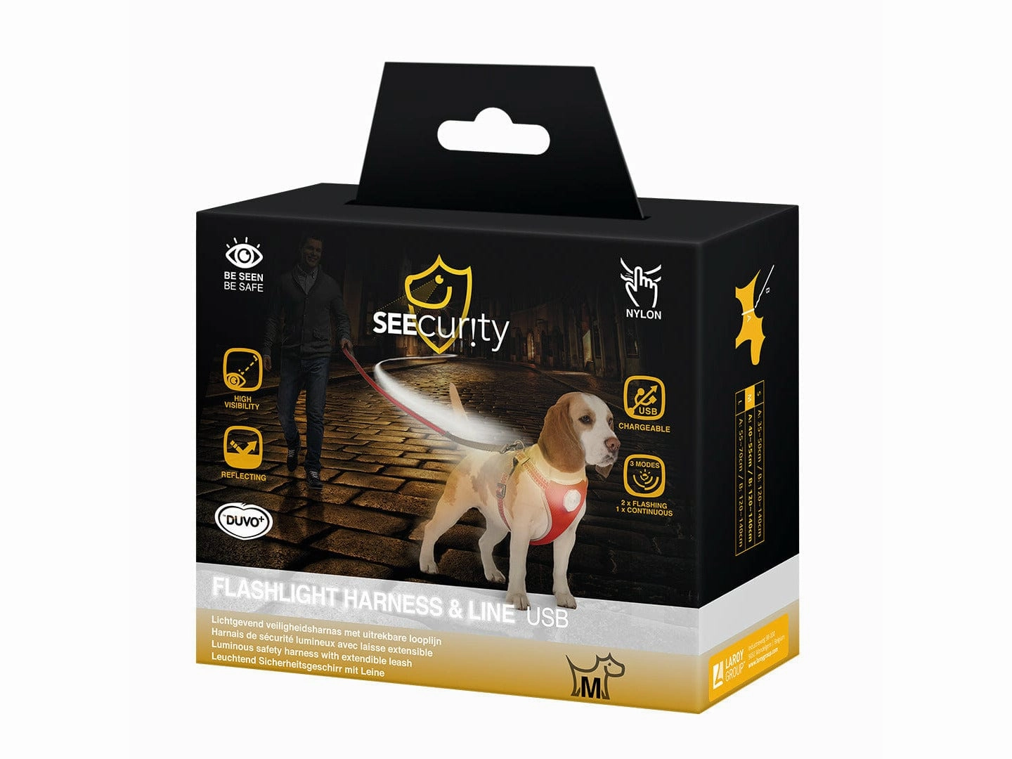 FLASHLIGHT HARNESS WITH LEASH 120x45-55cm/19mm