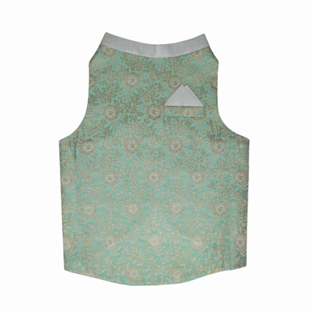 Floof & Co Banarasi Sherwani for Dogs (Mint Green/Gold)