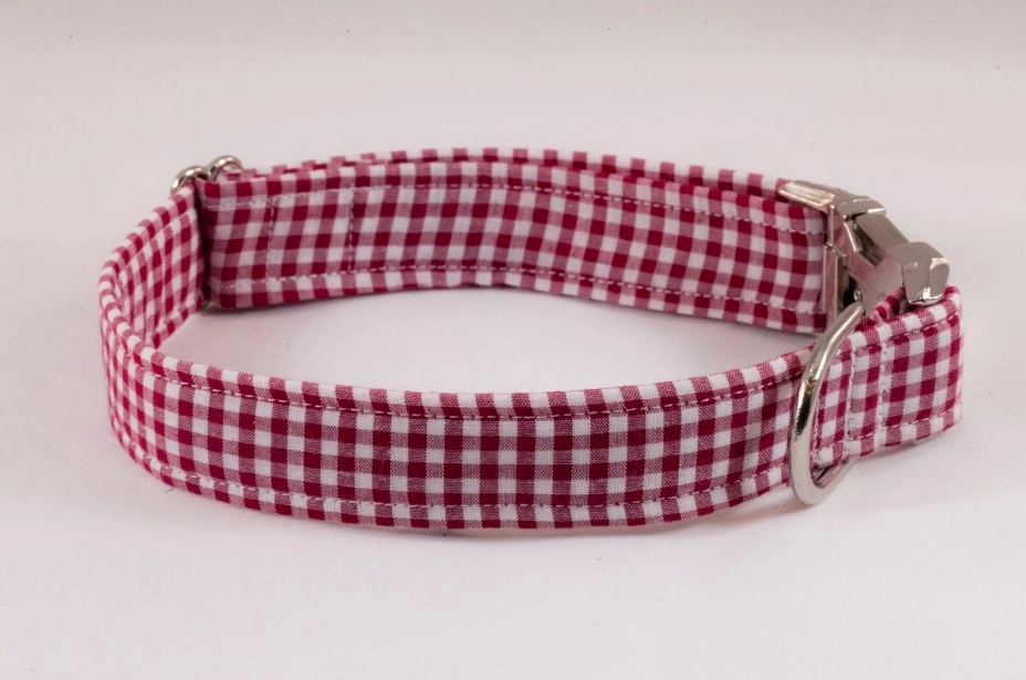 Garnet Gingham Dog Bow Tie Collar