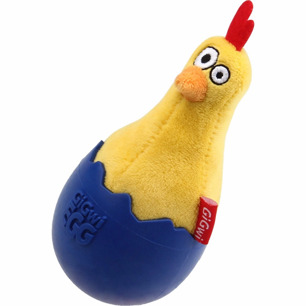 GiGwi Egg Wobble TPR & Plush Dog Toy (Chicken)