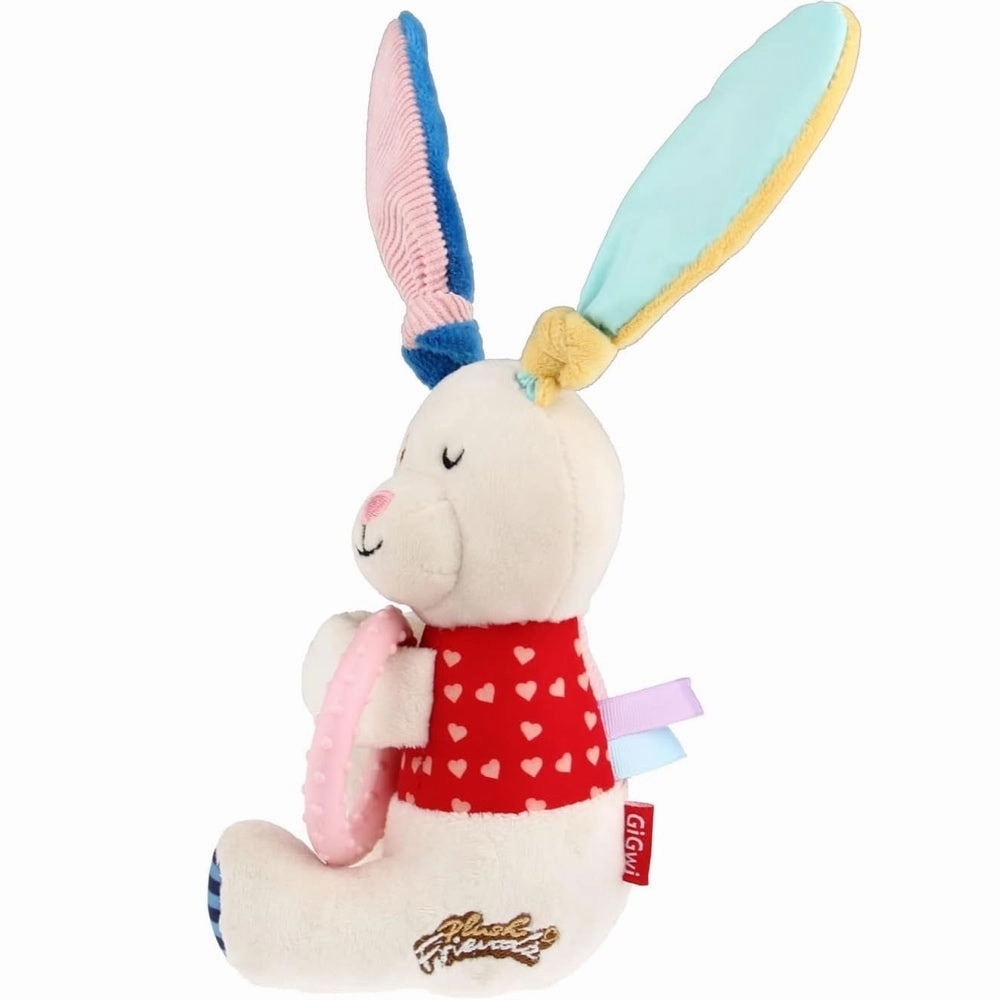 GiGwi Plush Friendz Crinkly TPR Ring Dog Toy (Rabbit)