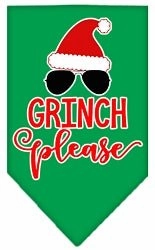 Grinch Please Screen Print Dog Bandana in Many Colors