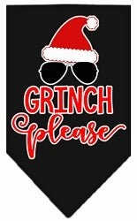 Grinch Please Screen Print Dog Bandana in Many Colors