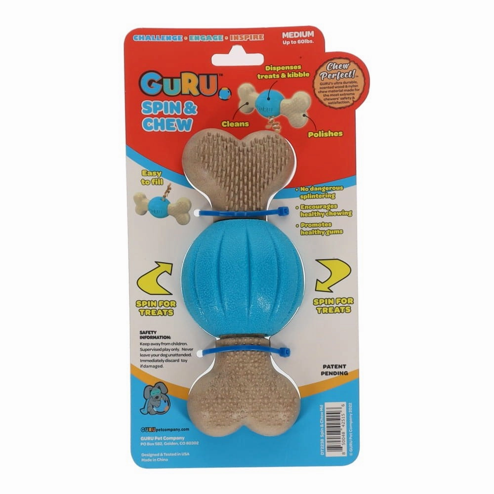 GURU Spin and Chew Treat Chew Bacon Scented Dog Enrichment Toy Medium