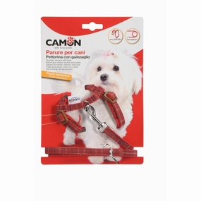Harn."H"(10X250~350Mm ) Leash(10X1200Mm)  Polyester, 3Red/3Blue