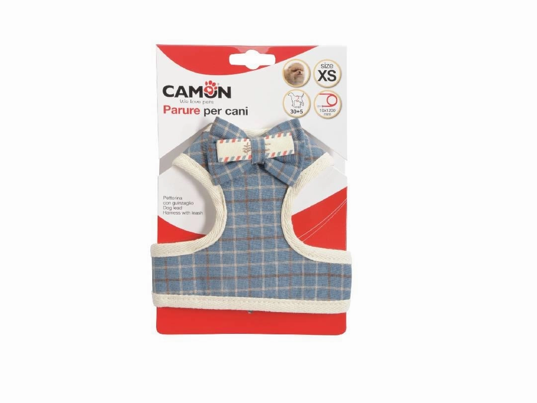 Harn.with bow and leash (10x1200mm) Polyester, Light blue