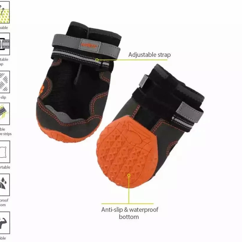 HIKING Dog Shoes Black & Orange