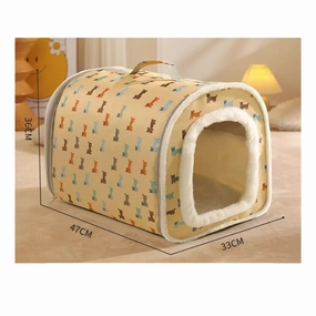 Hoopet Pet Plush Tent Cat House (Cream Yellow)