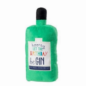 House of Paws Green Birthday Gin plush dog toy with plastic squeaker - H28