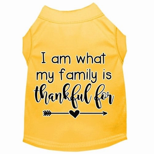 I Am What My Family is Thankful For Screen Print Dog Shirt in Many Colors