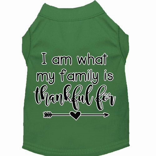 I Am What My Family is Thankful For Screen Print Dog Shirt in Many Colors