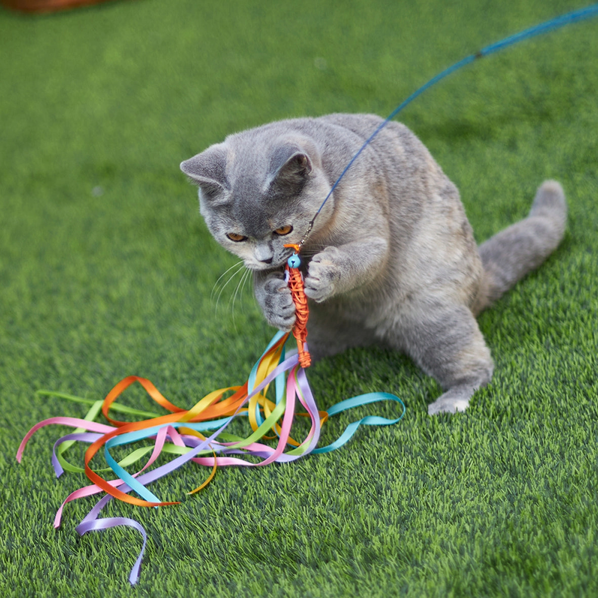 Kazoo Streamer Fish Play and Catch Wand Cat Toy