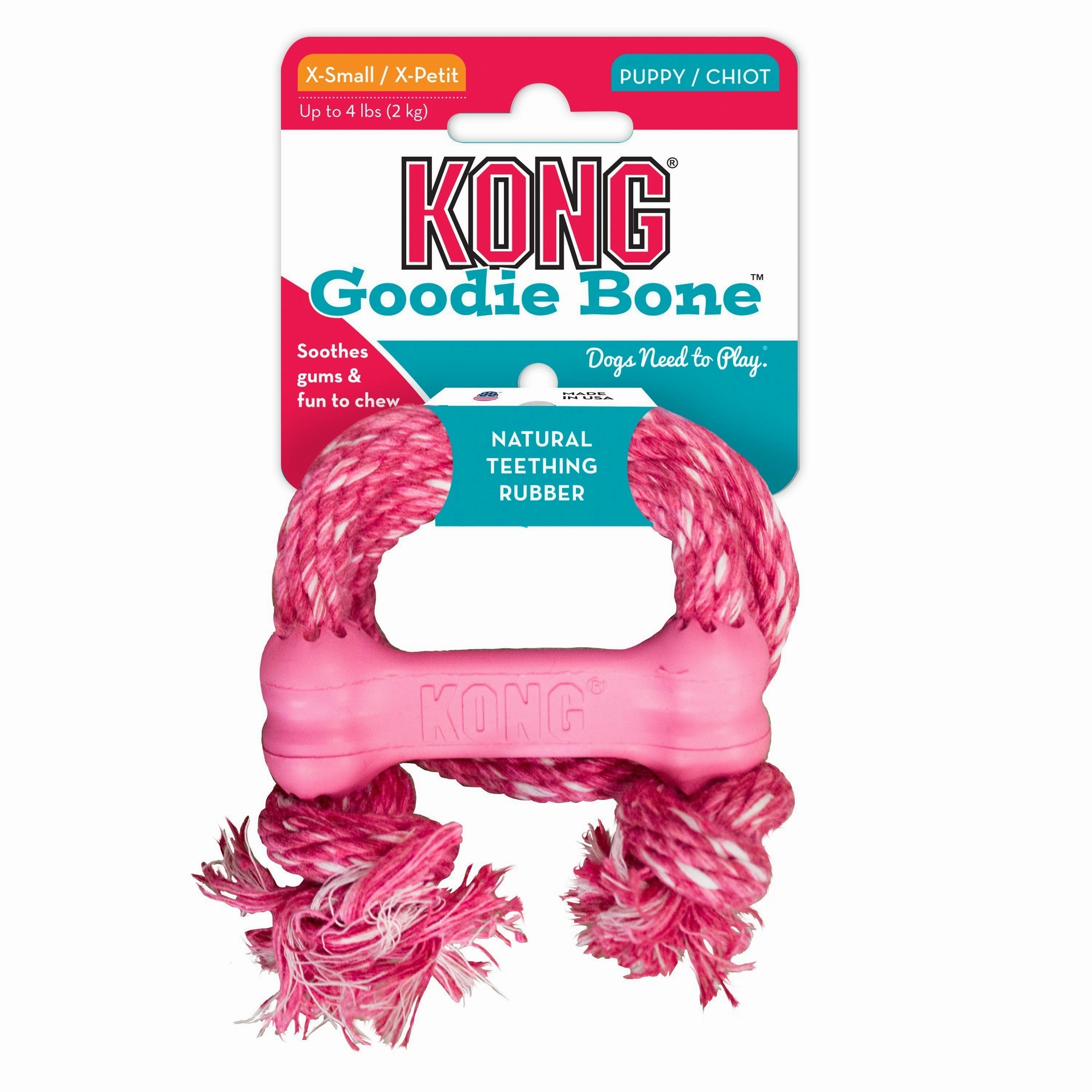 KONG Puppy Goodie Bone Dog Toy with Rope Extra Small