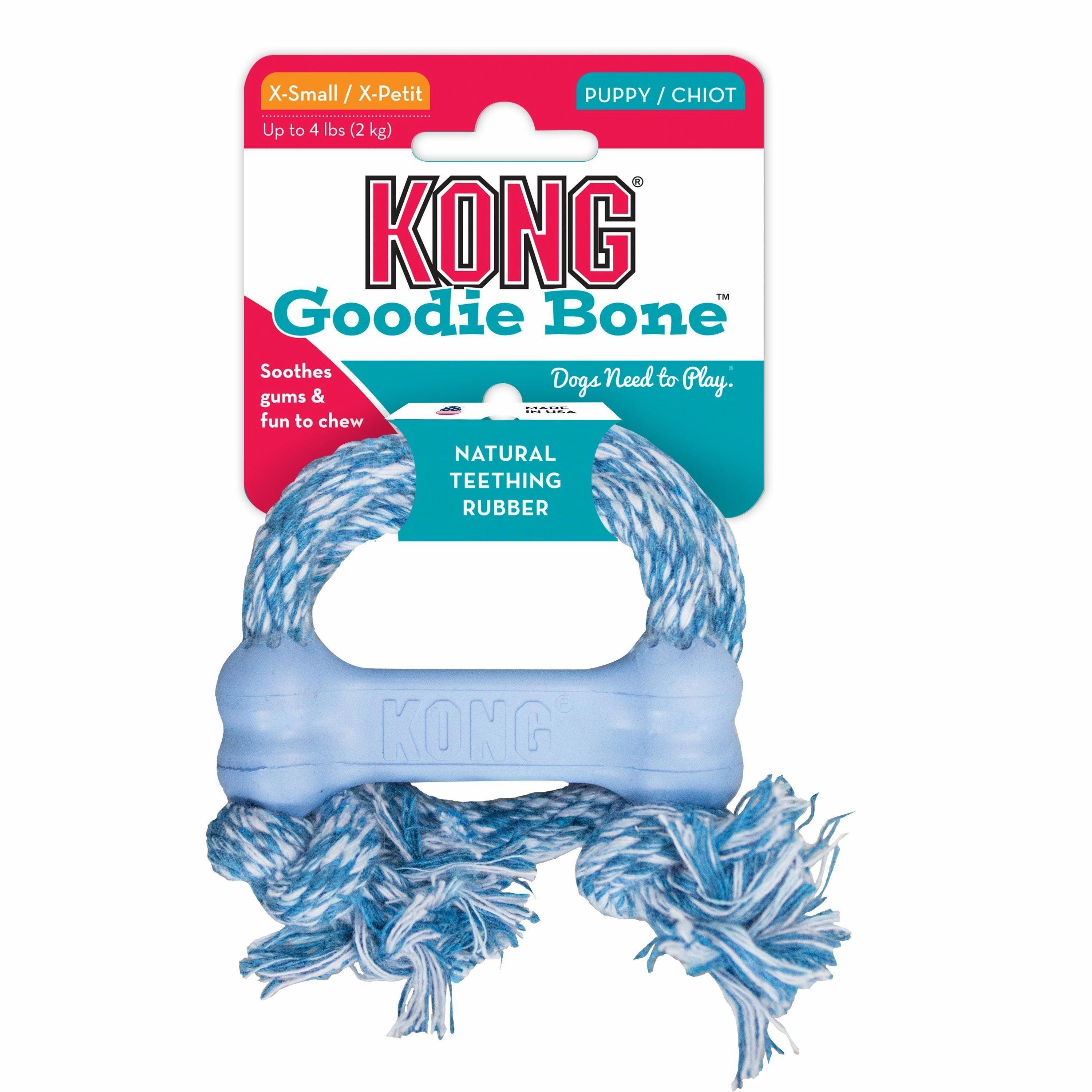 KONG Puppy Goodie Bone Dog Toy with Rope Extra Small