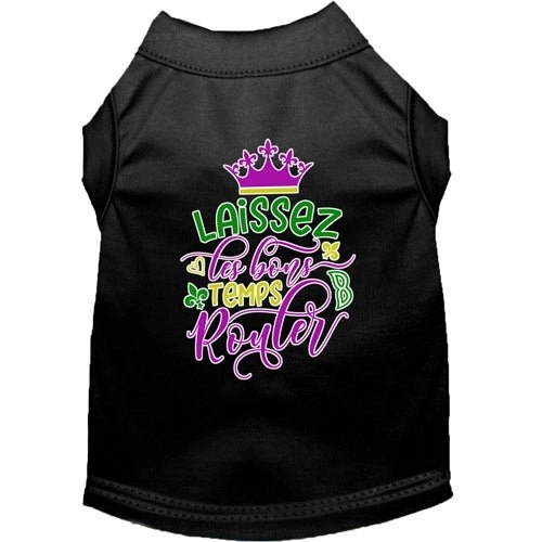 Laissez Les Bons Temps Rouler Screen Print Mardi Gras Dog Shirt in Many Colors