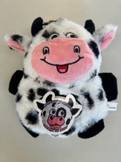Lightning Dog Barnyard Bouncy Cow Plush Dog Toy