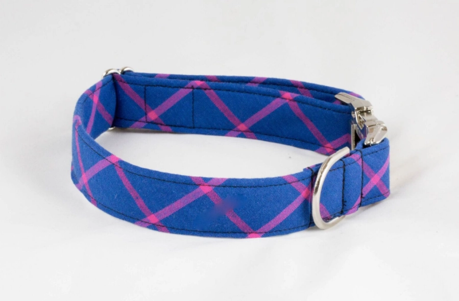 Limited Edition Preppy Blue and Magenta Plaid Dog Collar