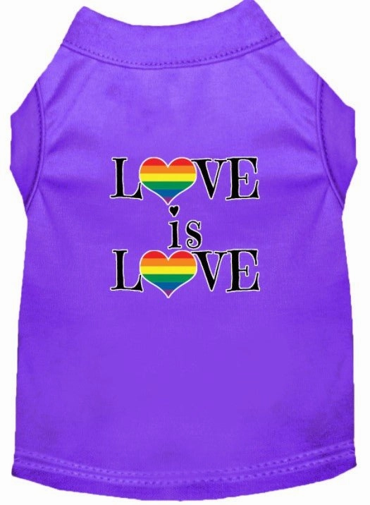 Love is Love Screen Print Dog Shirt in Many Colors