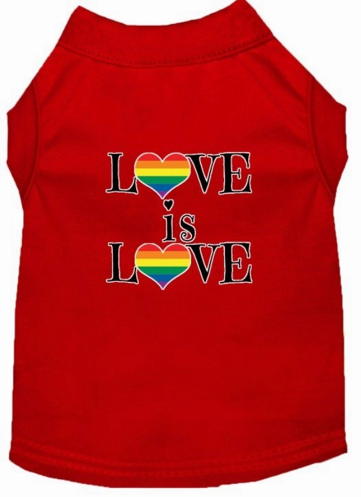 Love is Love Screen Print Dog Shirt in Many Colors