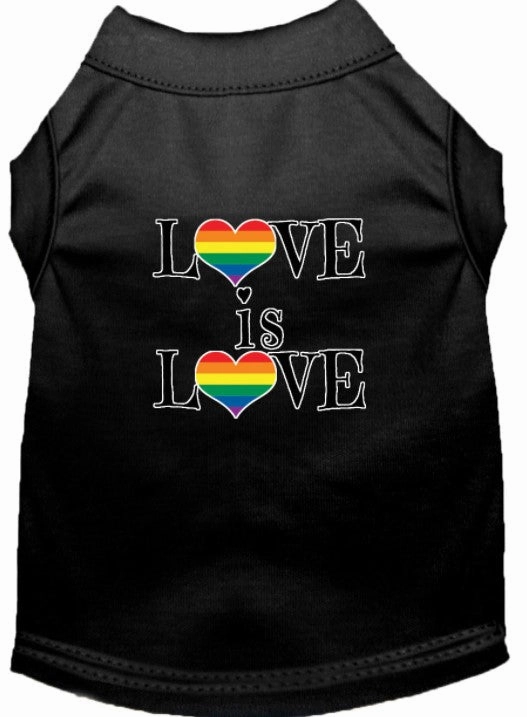 Love is Love Screen Print Dog Shirt in Many Colors
