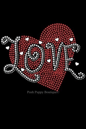 Love Red Heart Rhinestones Bandana- Many Colors