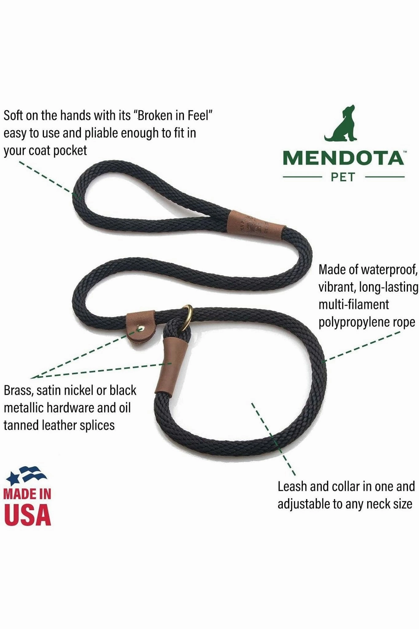 Mendota Pet Slip Leash 1/2" X 6'