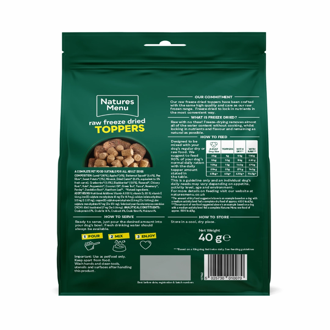 Natures Menu Raw Freeze Dried Lamb Toppers
