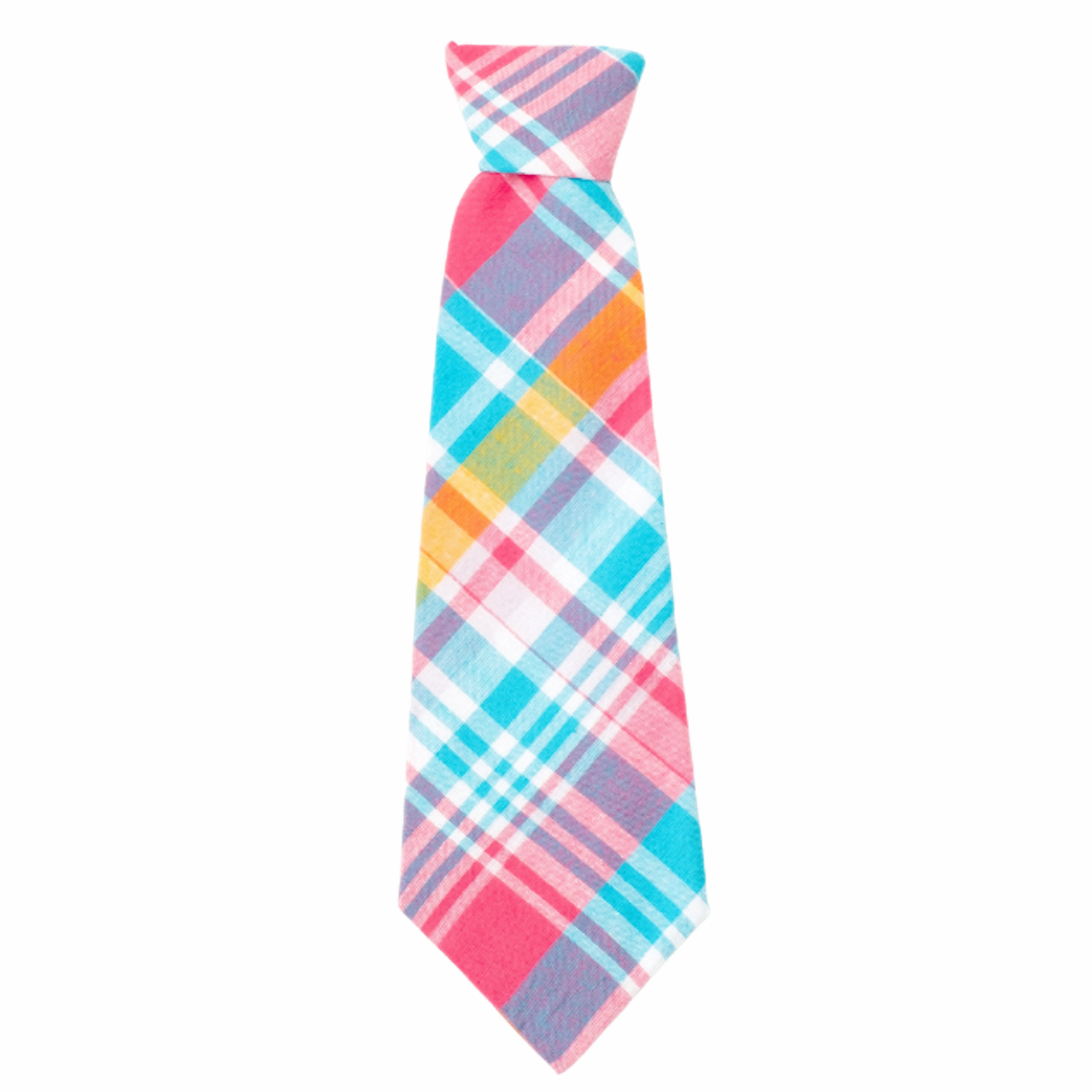 Neck Tie | Turquoise & Pink Multi-Colored Madras Plaid