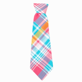 Neck Tie | Turquoise & Pink Multi-Colored Madras Plaid