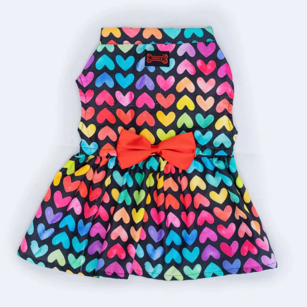 Pawgypet Multi Heart Dress for Dogs (Multi Colour)