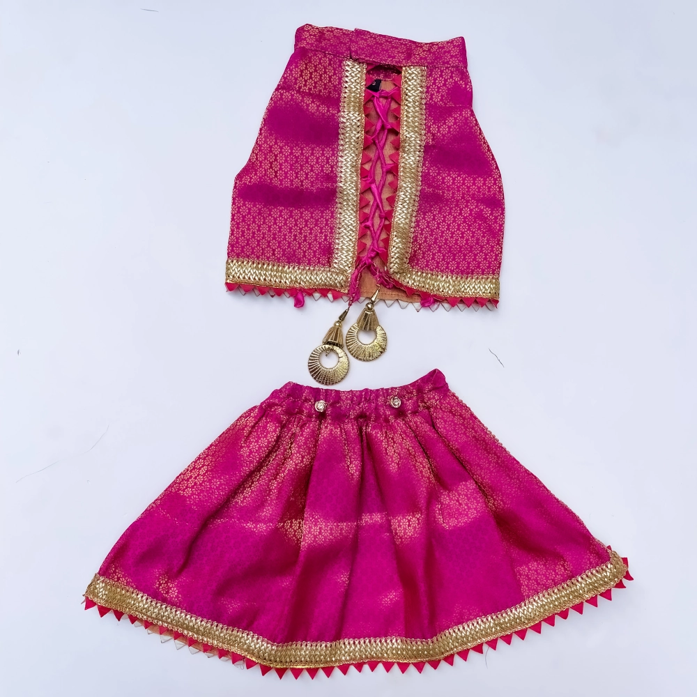 Pawgypets Brocade Lehenga for Dogs and Cats (Pink)