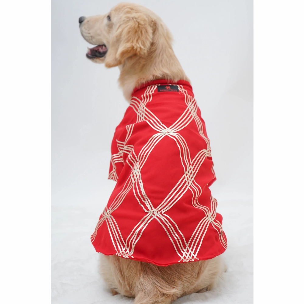 Pawgypets Festive Gota Shirt for Dogs (Red)