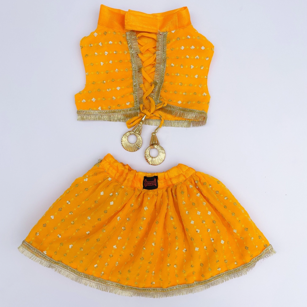 Pawgypets Festive Lehenga for Dogs and Cats (Yellow)