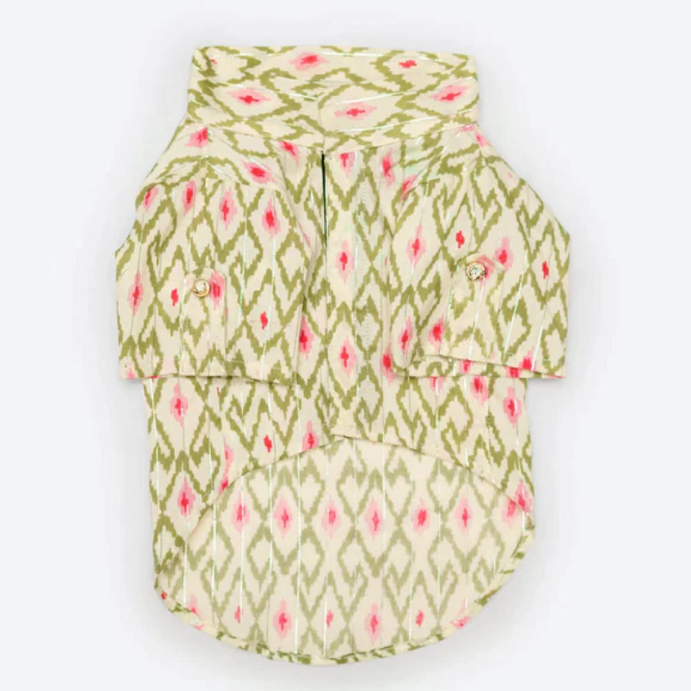 Pawgypets Heritage Summer Kurta for Dogs and Cats (Off White with Pink)