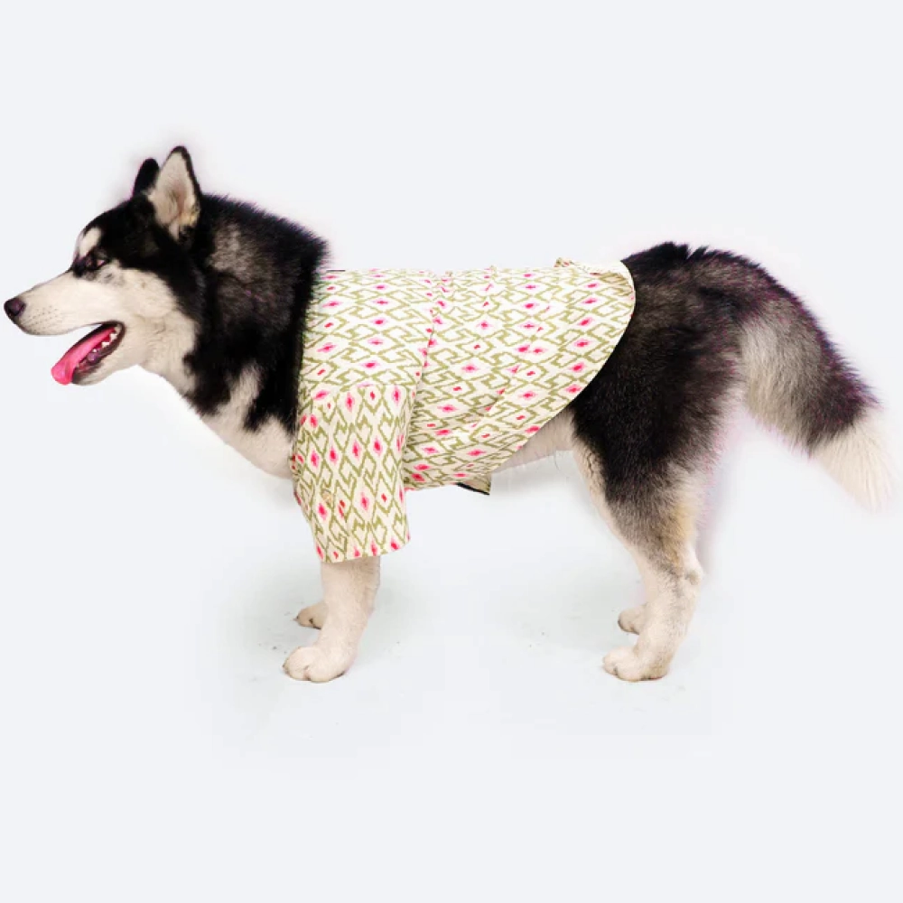 Pawgypets Heritage Summer Kurta for Dogs and Cats (Off White with Pink)