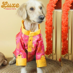 Pawgypets Luxe Barcade Kurta for Dogs and Cats (Pink)