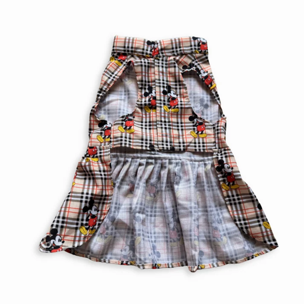 Pawgypets Mickey Check Dress for Dogs (Beige)
