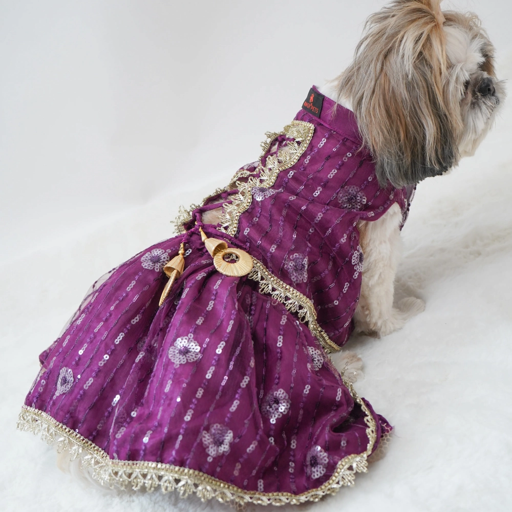 Pawgypets Net Lehenga for Dogs (Violet)