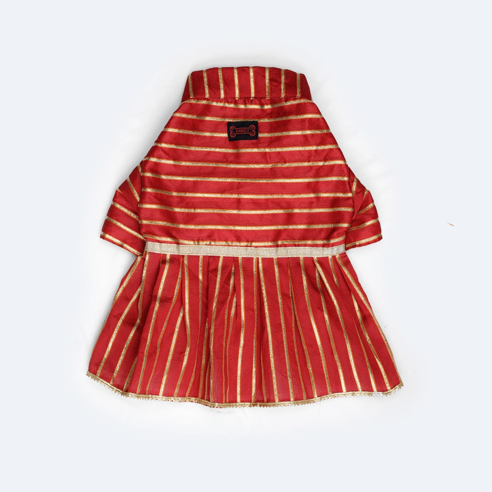 Pawgypets Occasion Wear Gota Dress for Dogs and Cats (Red)